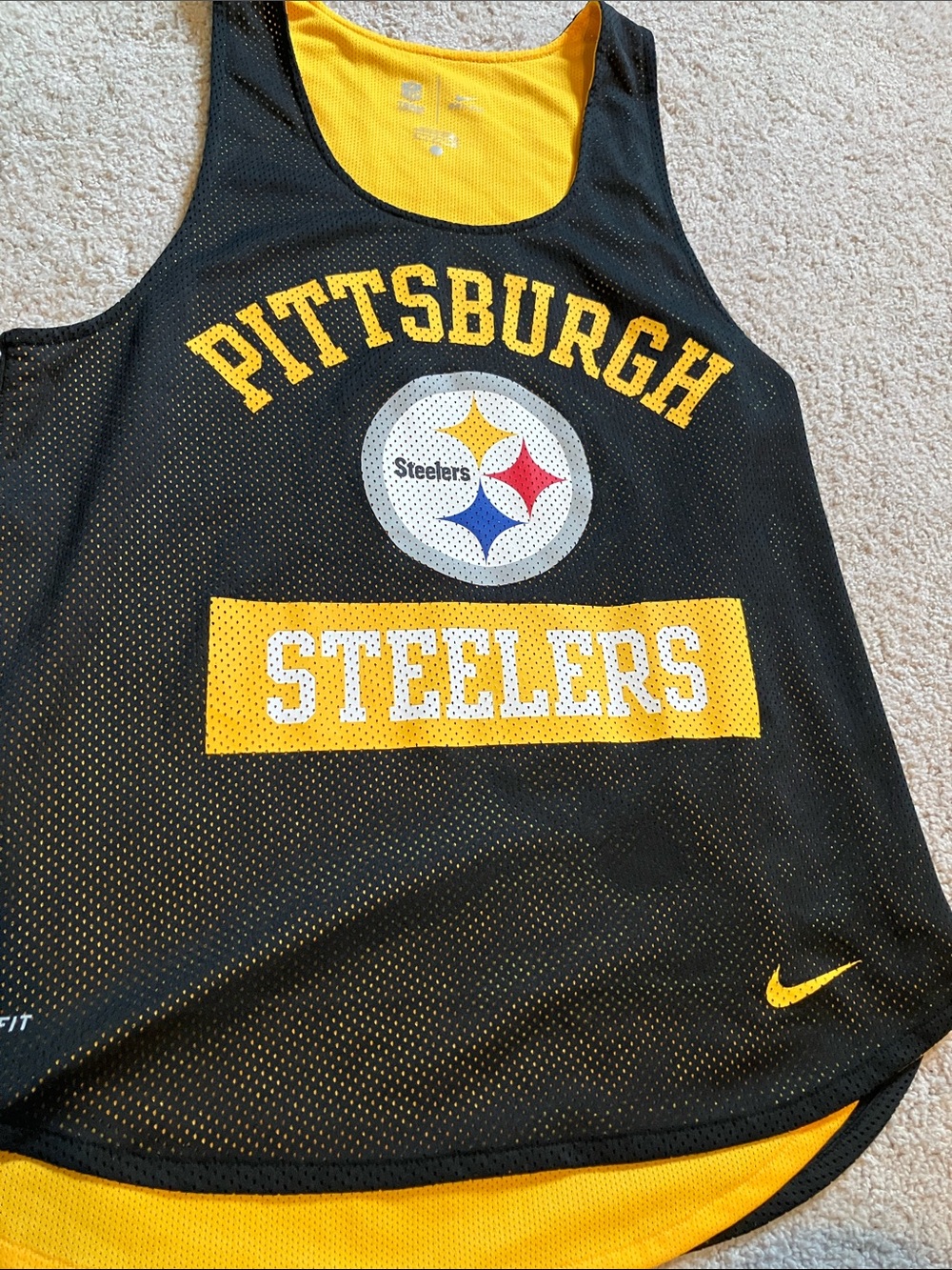 Nike Dri Fit Pittsburgh Steelers Tank Jersey Top S